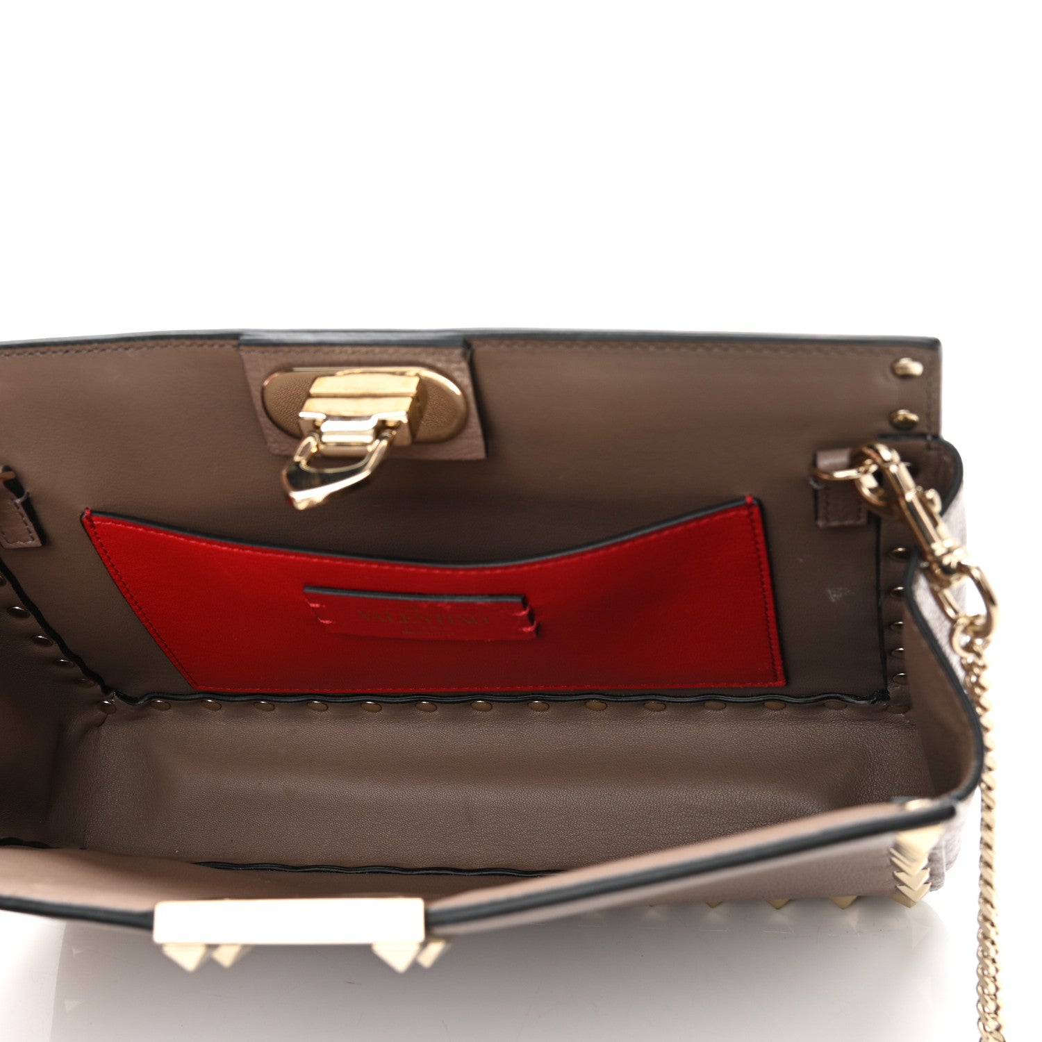 Valentino Garavani Calfskin Rockstud Mini Chain Shoulder Bag Poudre 4 of 10