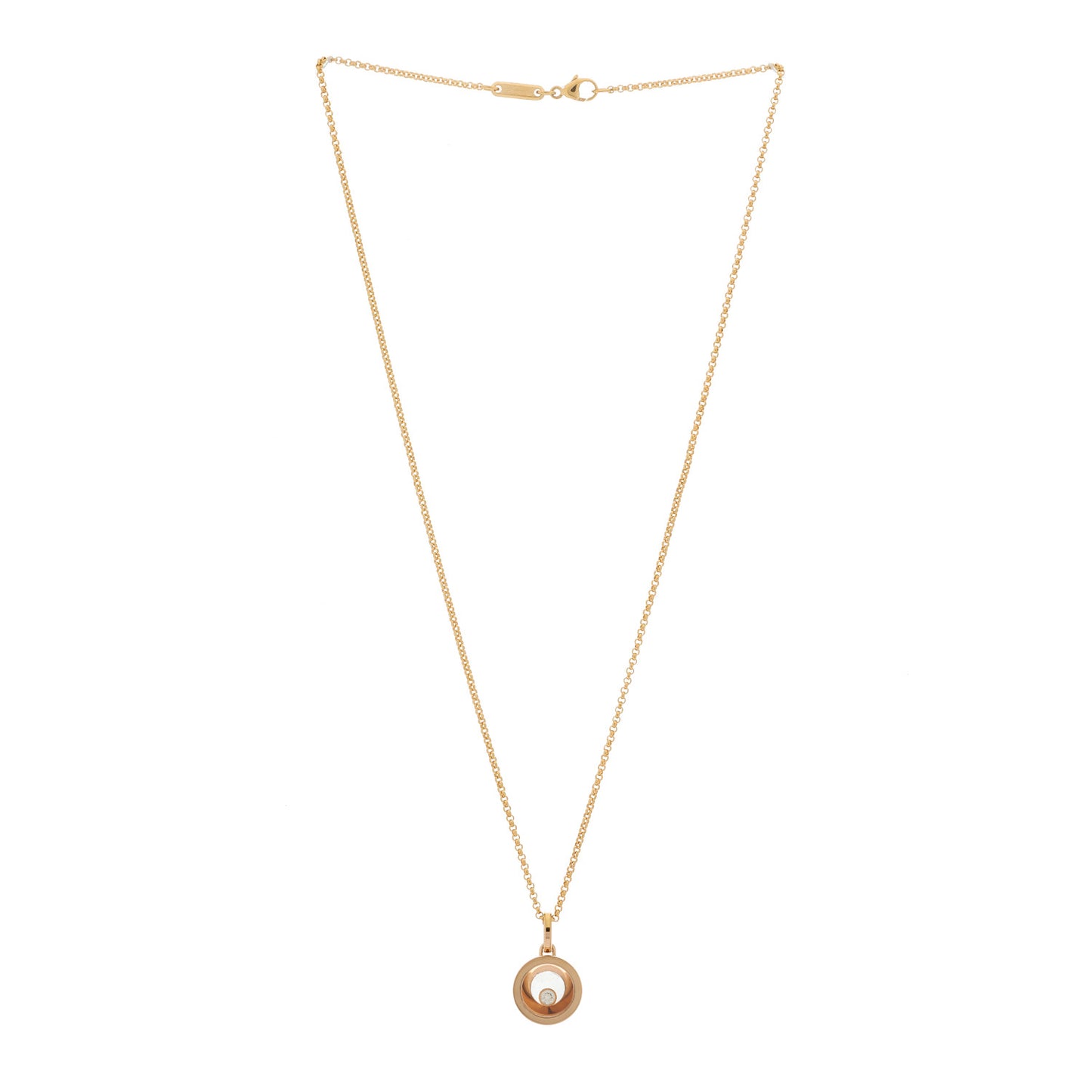 18K Rose Gold Diamond Happy Diamonds Round Pendant Necklace