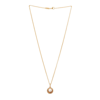 Chopard 18K Rose Gold Diamond Happy Diamonds Round Pendant Necklace 3 of 5