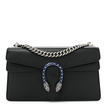 Gucci Dollar Calfskin Enamel Small Dionysus Shoulder Bag Black Electric Blue 1 of 12