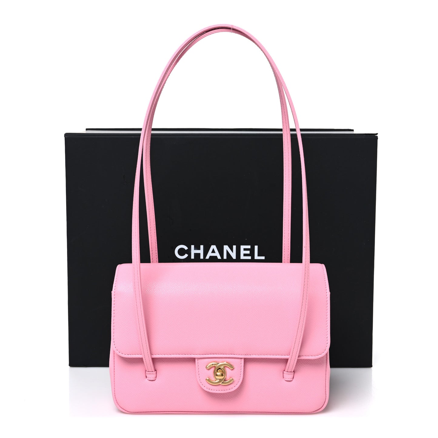 Shiny Caviar Preppy Coco Small Flap Rose