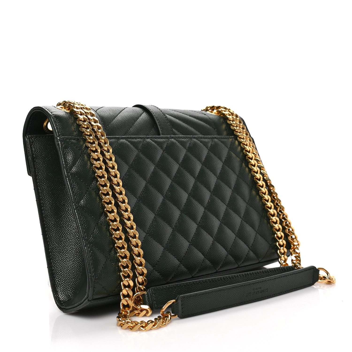 Saint Laurent Grain De Poudre Textured Mixed Matelasse Medium Triquilt Monogram Satchel Vert Fonce 3 of 8