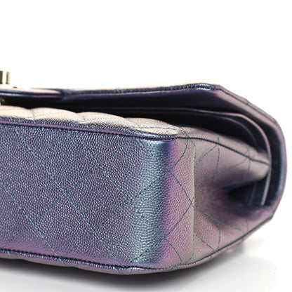 Chanel Iridescent Caviar Quilted Medium Double Flap Dark Blue 10 of 11