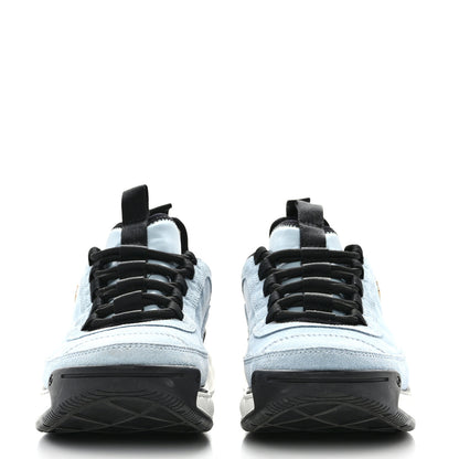 Chanel Suede Calfskin Nylon Grosgrain CC Sneakers 38.5 Light Blue 2 of 10