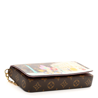 Louis Vuitton Monogram 2022 Christmas Animation Paris Pochette Felicie Chain Wallet Pink 5 of 11