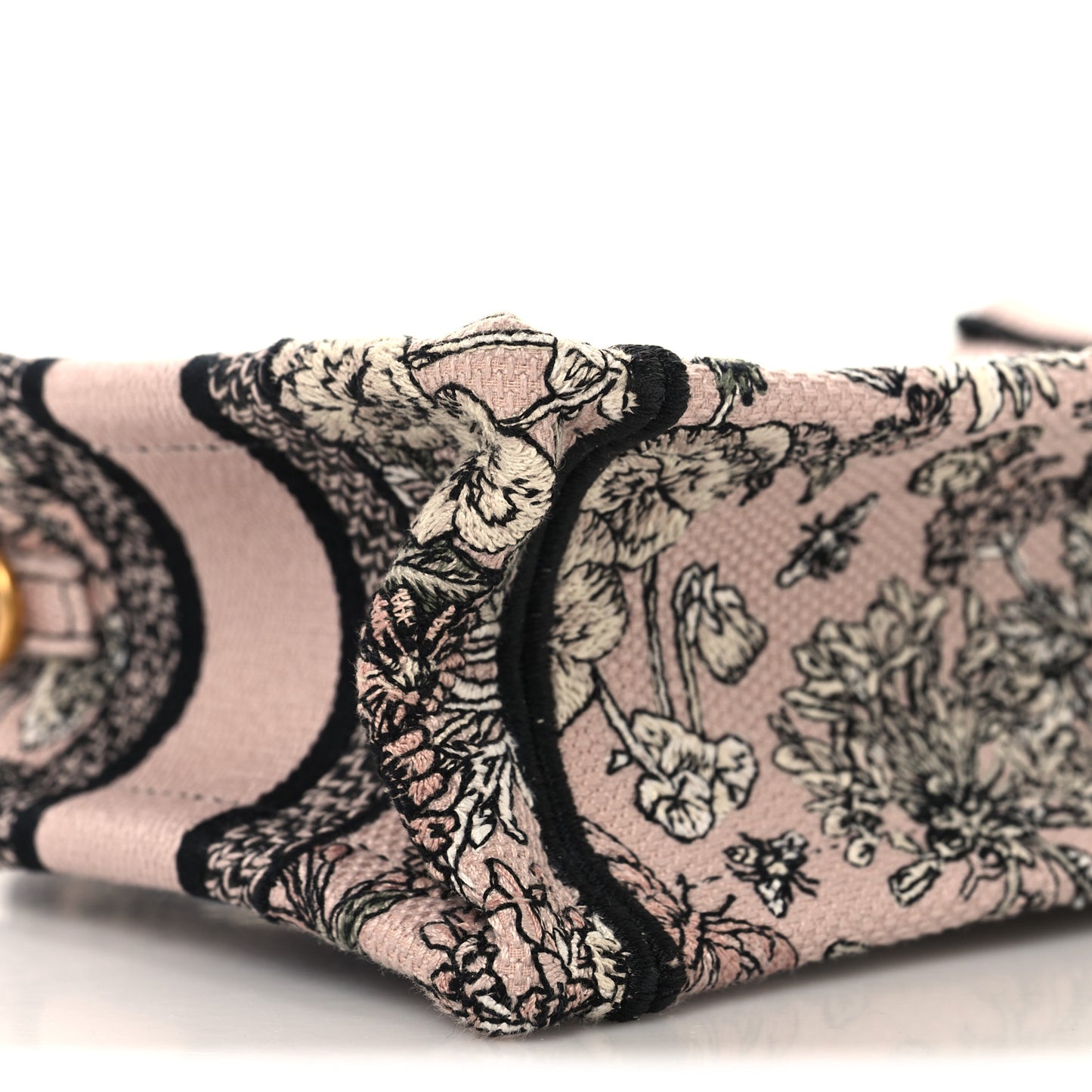Canvas Embroidered Mini Book Tote With Strap Pink Multicolor