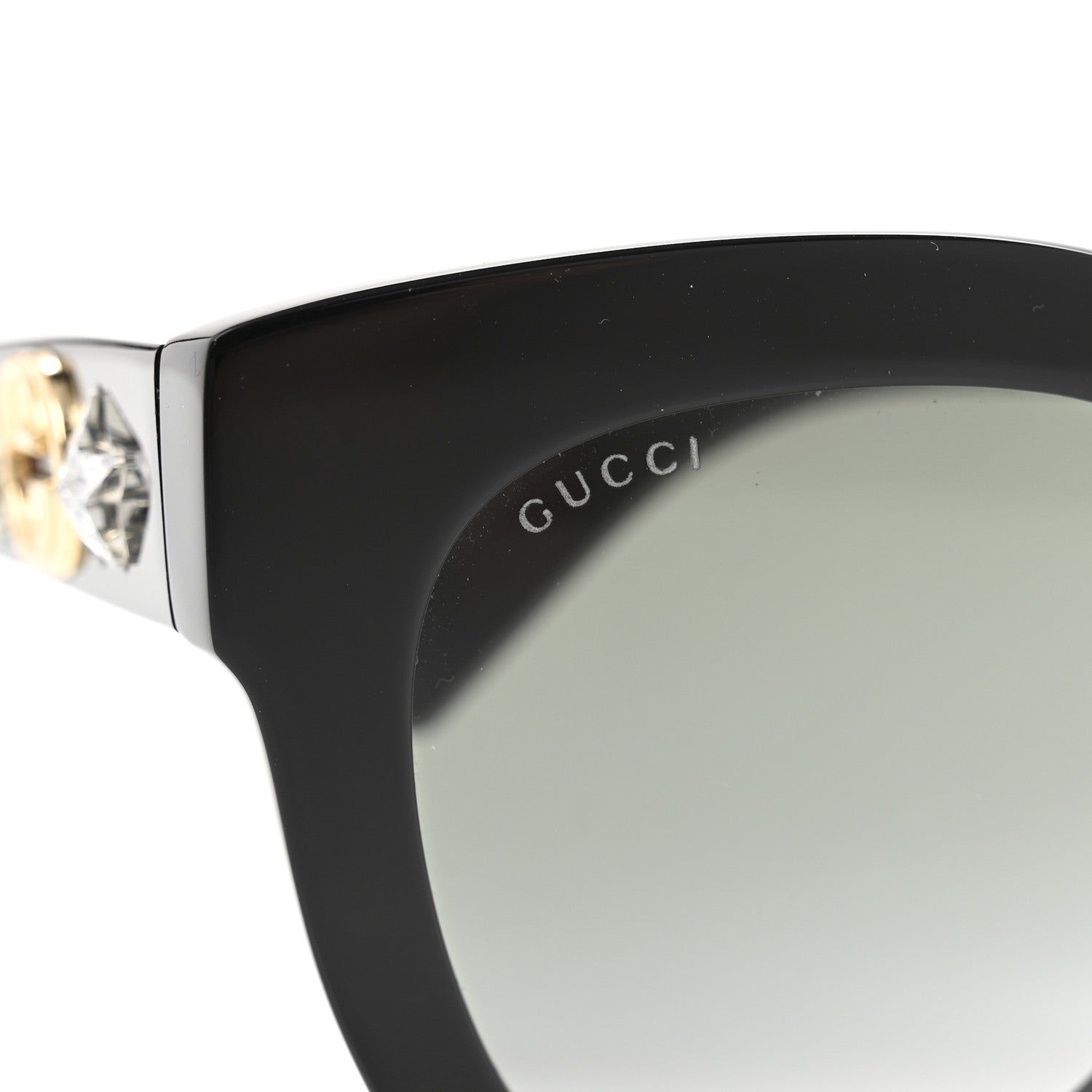 Gucci Acetate Crystal Star Round Frame Sunglasses GG0208S Black 8 of 9