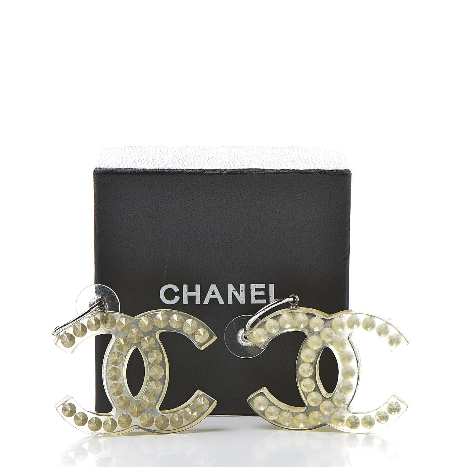 Chanel Resin CC Drop Earrings Transparent 5 of 5
