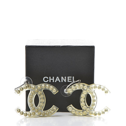 Chanel Resin CC Drop Earrings Transparent 5 of 5