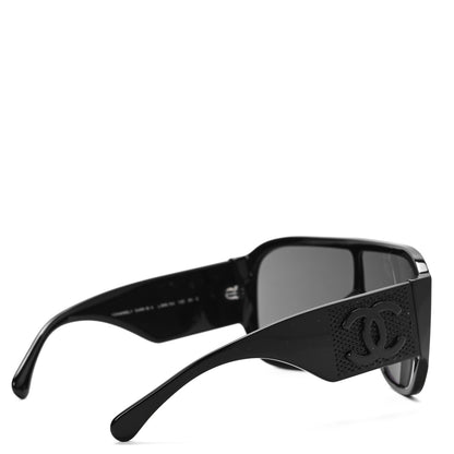 Chanel Acetate Crystal CC Shield Sunglasses 5466-B-A Black 4 of 8