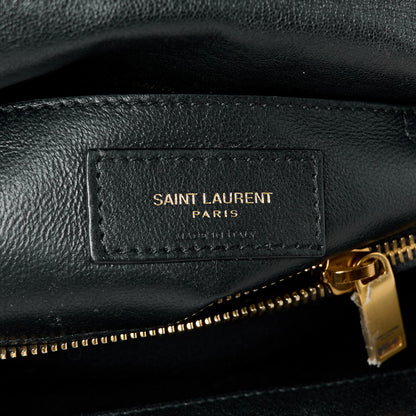 Saint Laurent Sheepskin Matelasse Chevron Monogram Medium College Bag Black 7 of 10