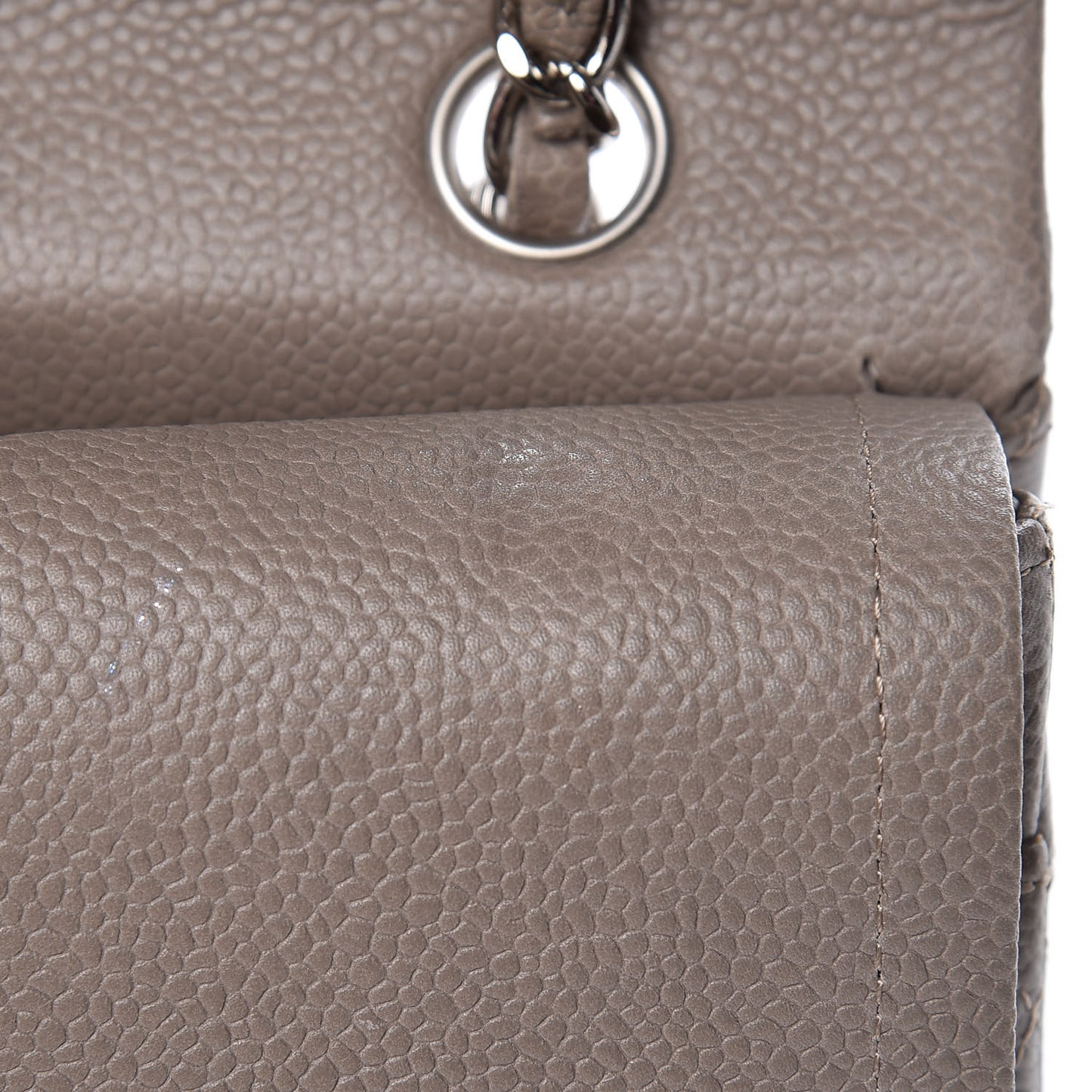 Caviar Quilted Medium Double Flap Taupe