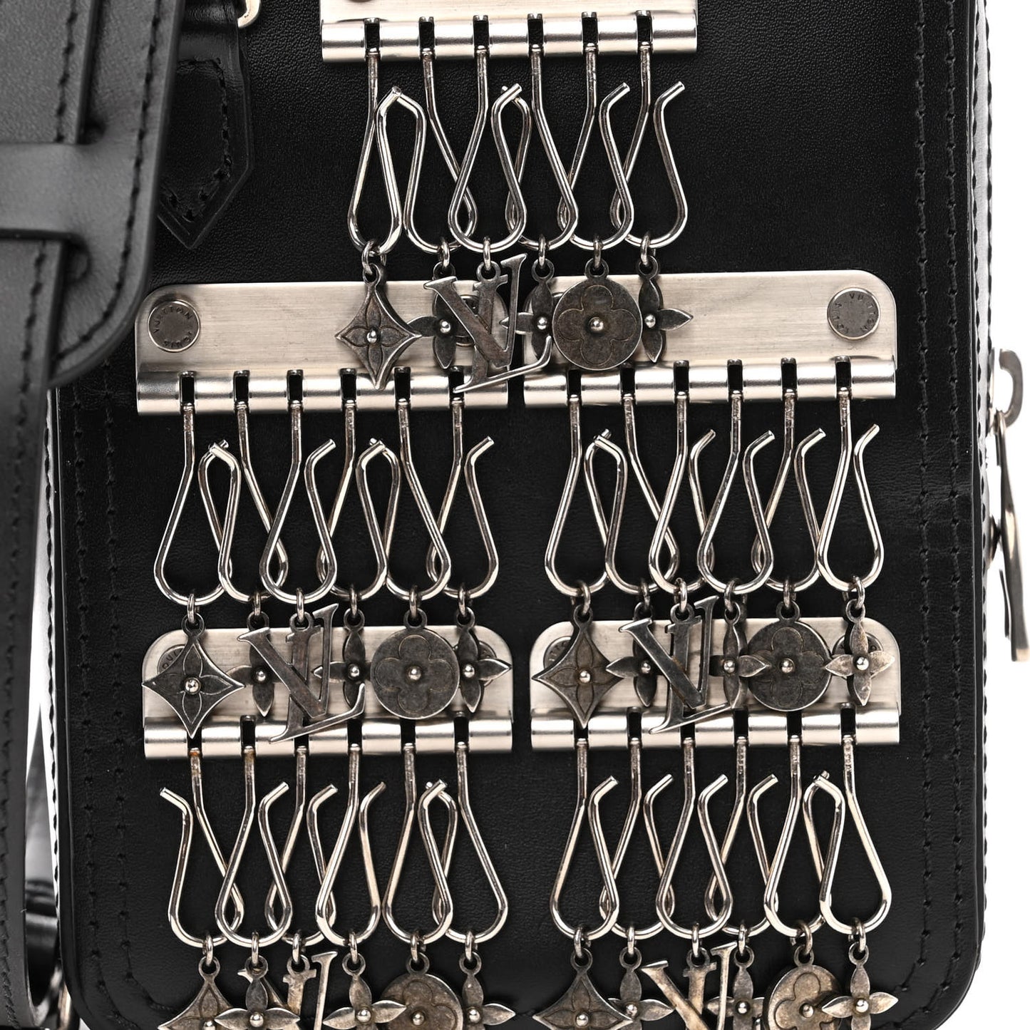 Calfskin Flower Charms Danube Messenger Black