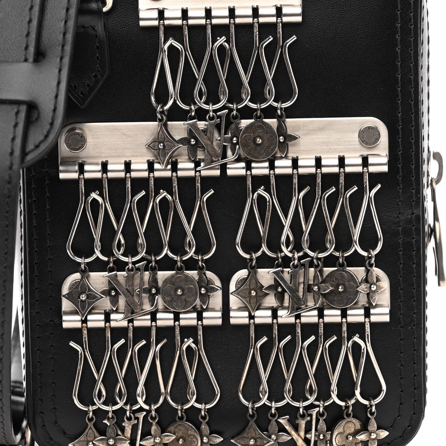 Louis Vuitton Calfskin Flower Charms Danube Messenger Black 7 of 9