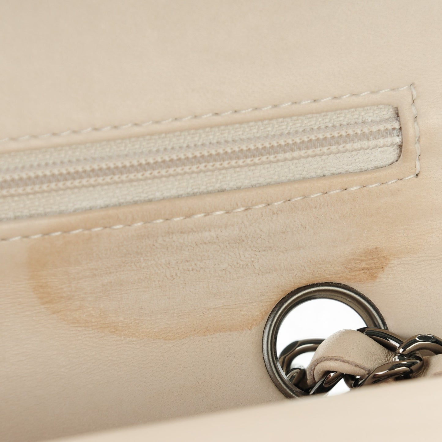 Lambskin Quilted Medium Double Flap Light Beige