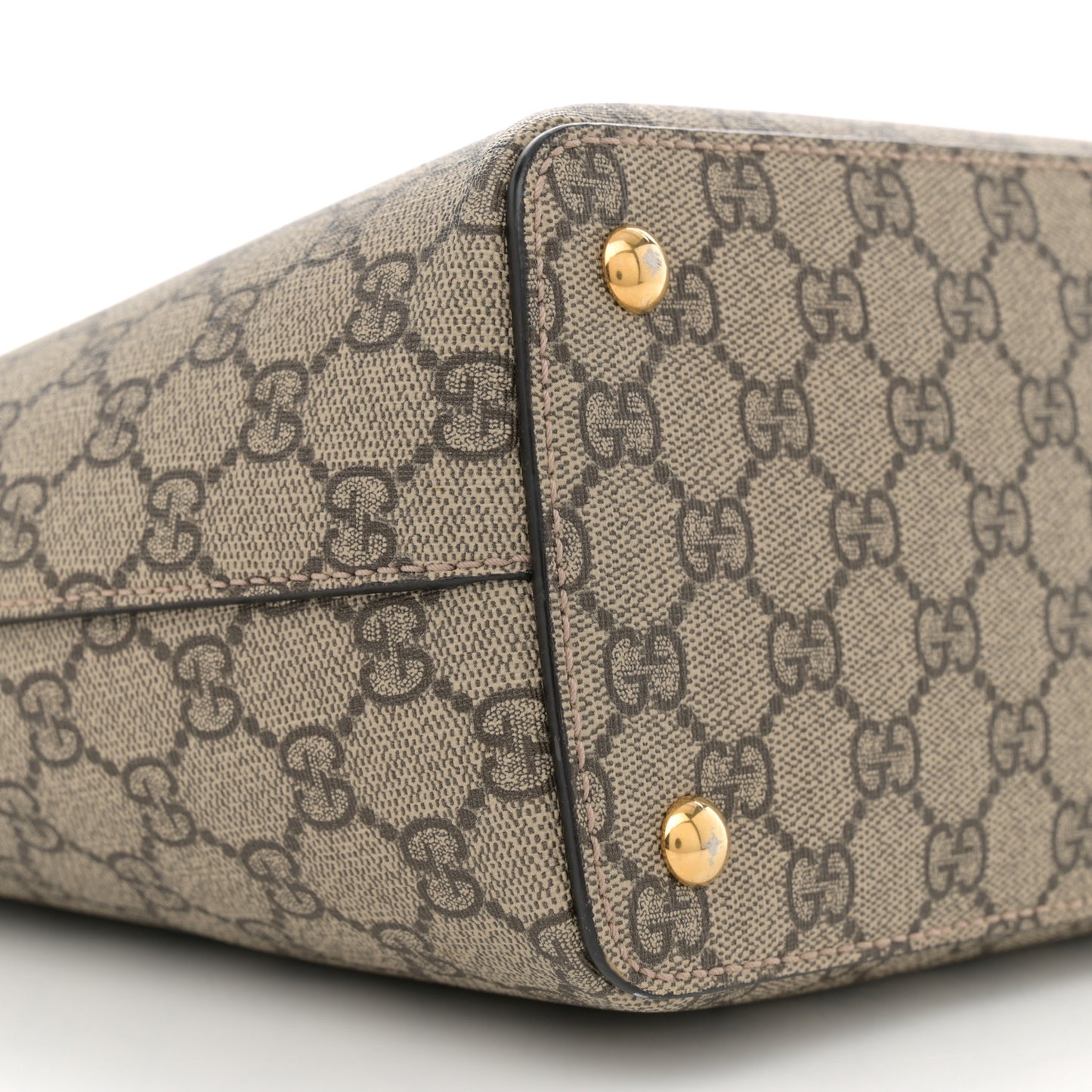 GG Supreme Monogram Medium Zippered Bucket Tote Beige Tuscany