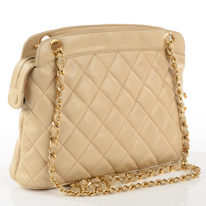Chanel Lambskin Quilted Tote Beige 3 of 12