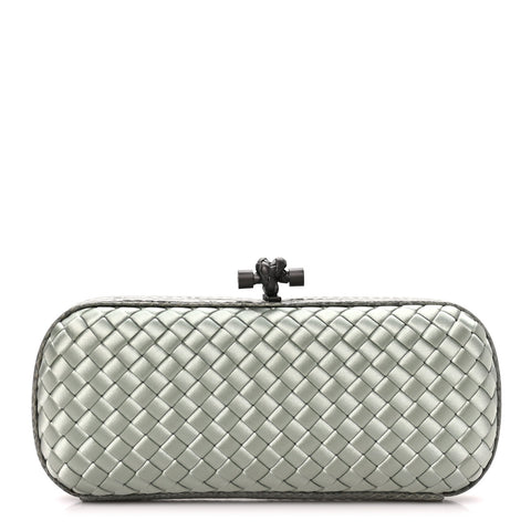 Satin Intreccio Impero Ayers Stretch Knot Clutch  Light Green