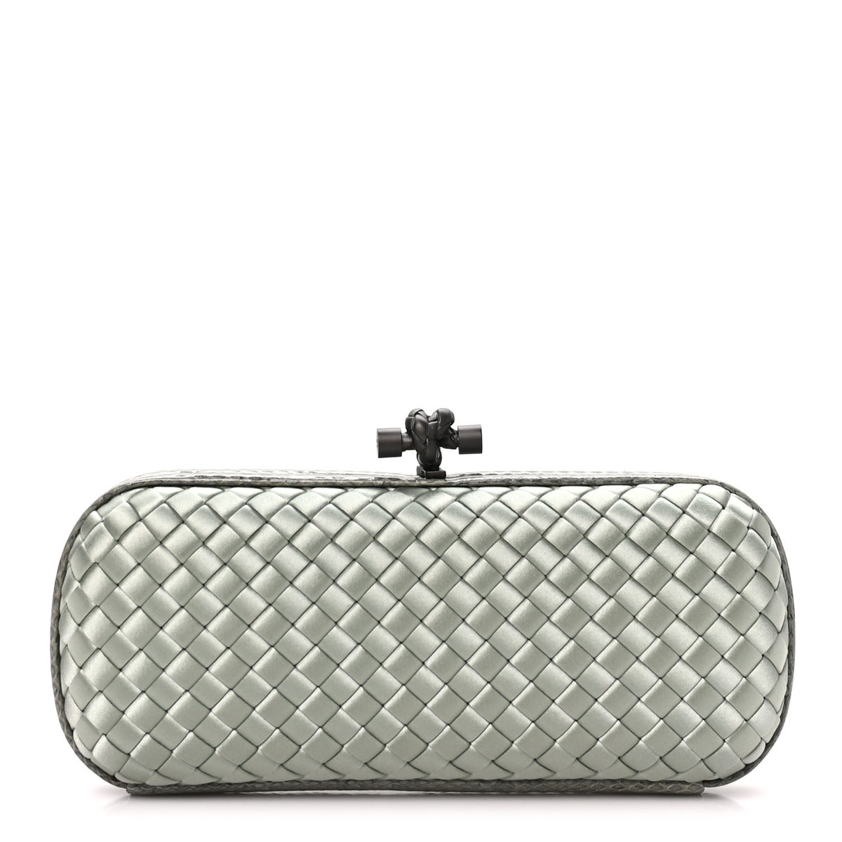 Bottega Veneta Satin Intreccio Impero Ayers Stretch Knot Clutch  Light Green 1 of 7