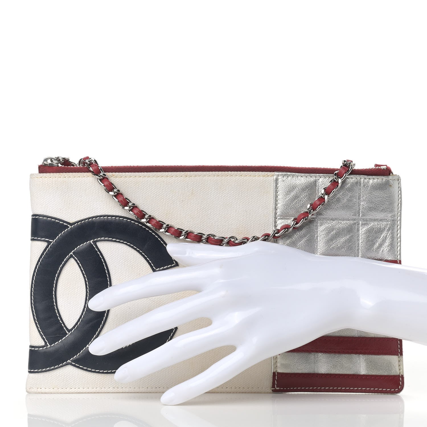 Chanel Canvas Metallic Lambskin Quilted Flag CC Pochette White 2 of 13