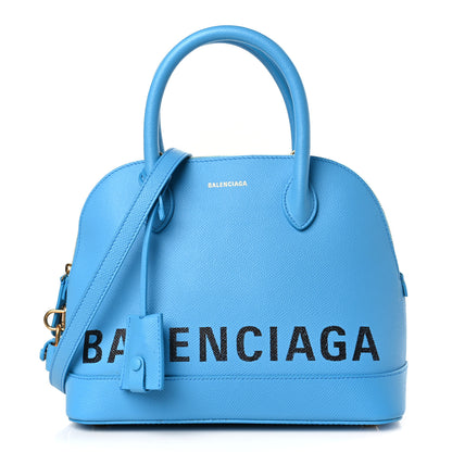 Balenciaga Signature Grained Calfskin Logo S Ville Top Handle Bag Bleu Turquoise 1 of 9