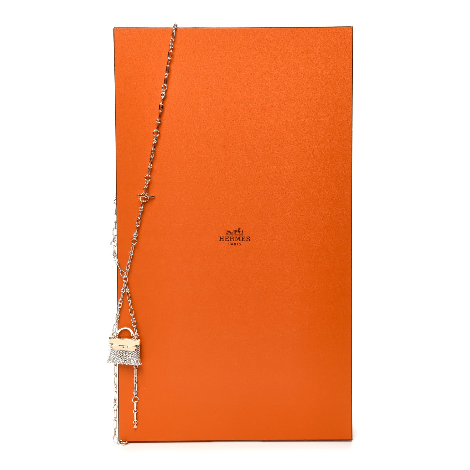 Hermes Sterling Silver 18K Rose Gold Precieux Kelly Long Necklace 5 of 5