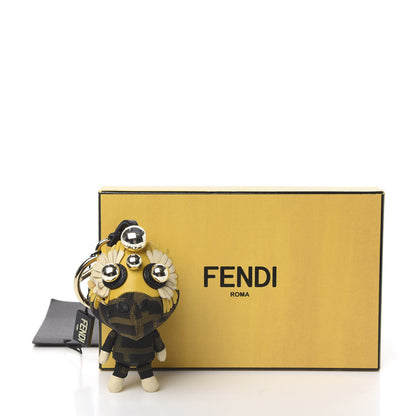 Fendi Shiny Nappa Zucca Pearl Fringe F is Fendi Space Monkey Bag Charm Sunflower Burro Tobacco 4 of 4