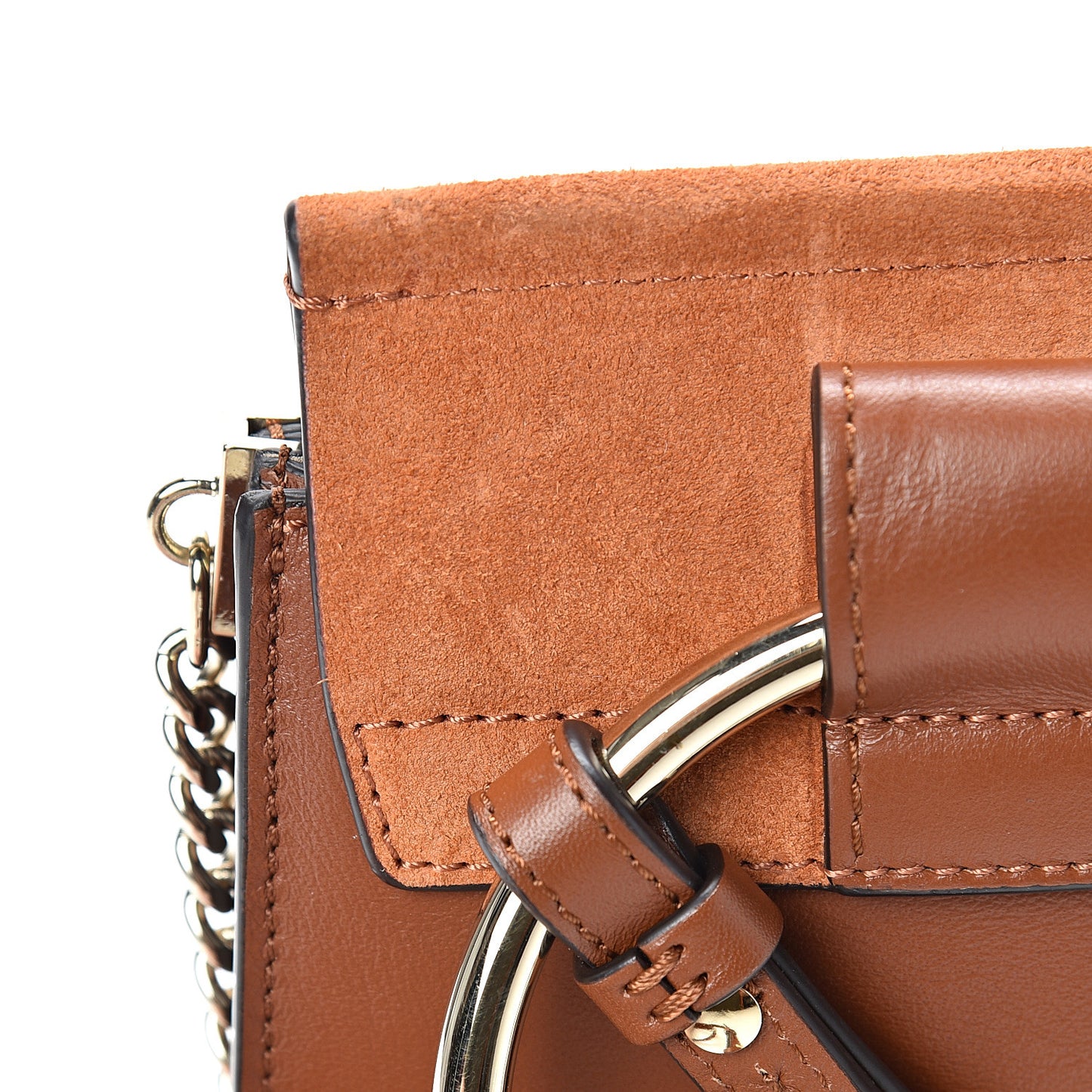 Suede Calfskin Mini Faye Bracelet Bag Tobacco