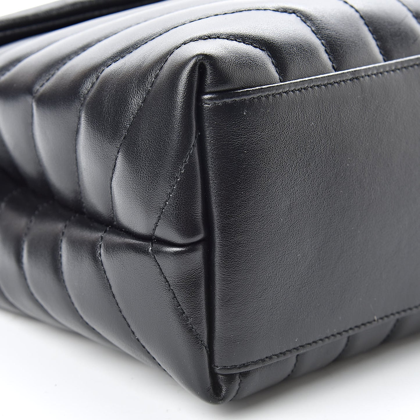 Calfskin Y Quilted Monogram Medium Loulou Chain Satchel Black