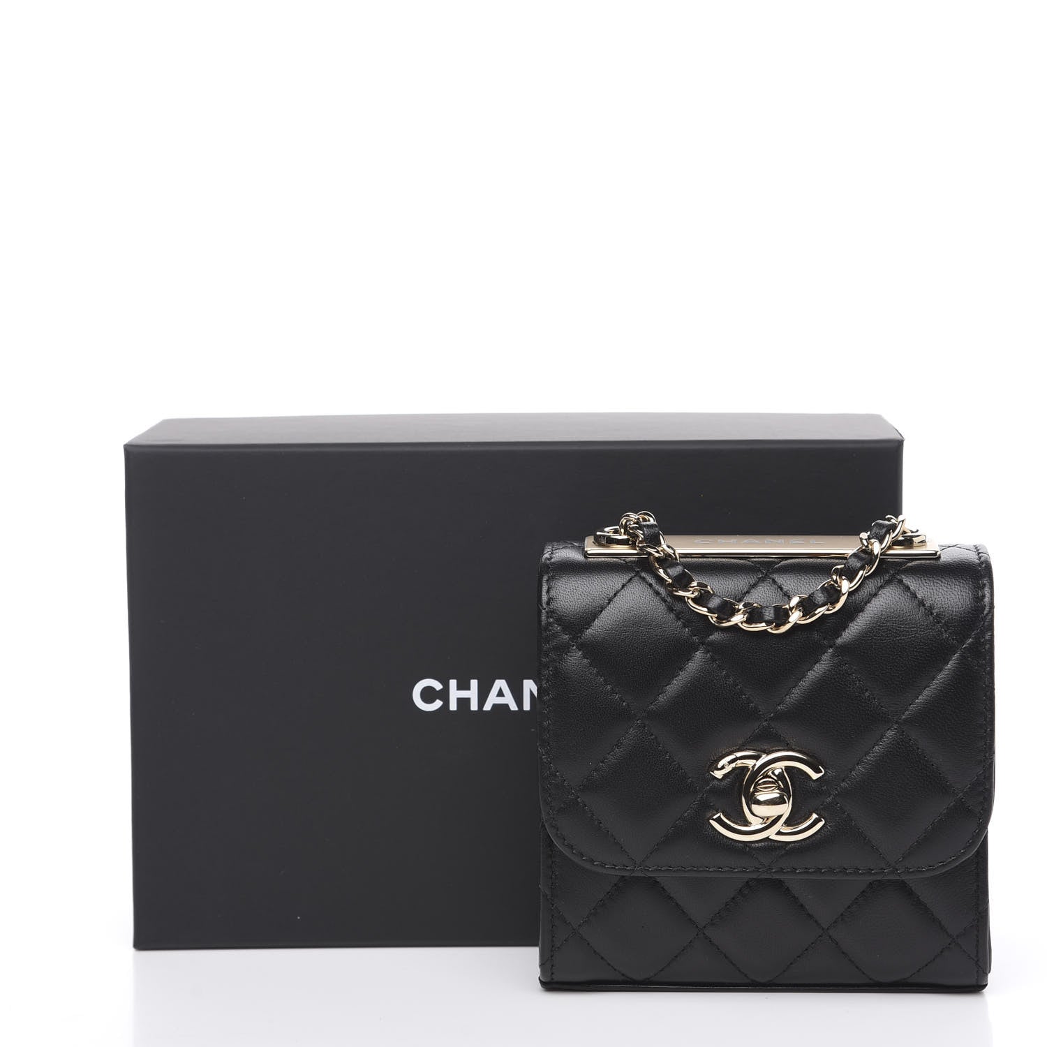 Chanel Lambskin Quilted Mini Trendy CC Chain Wallet Black 10 of 10