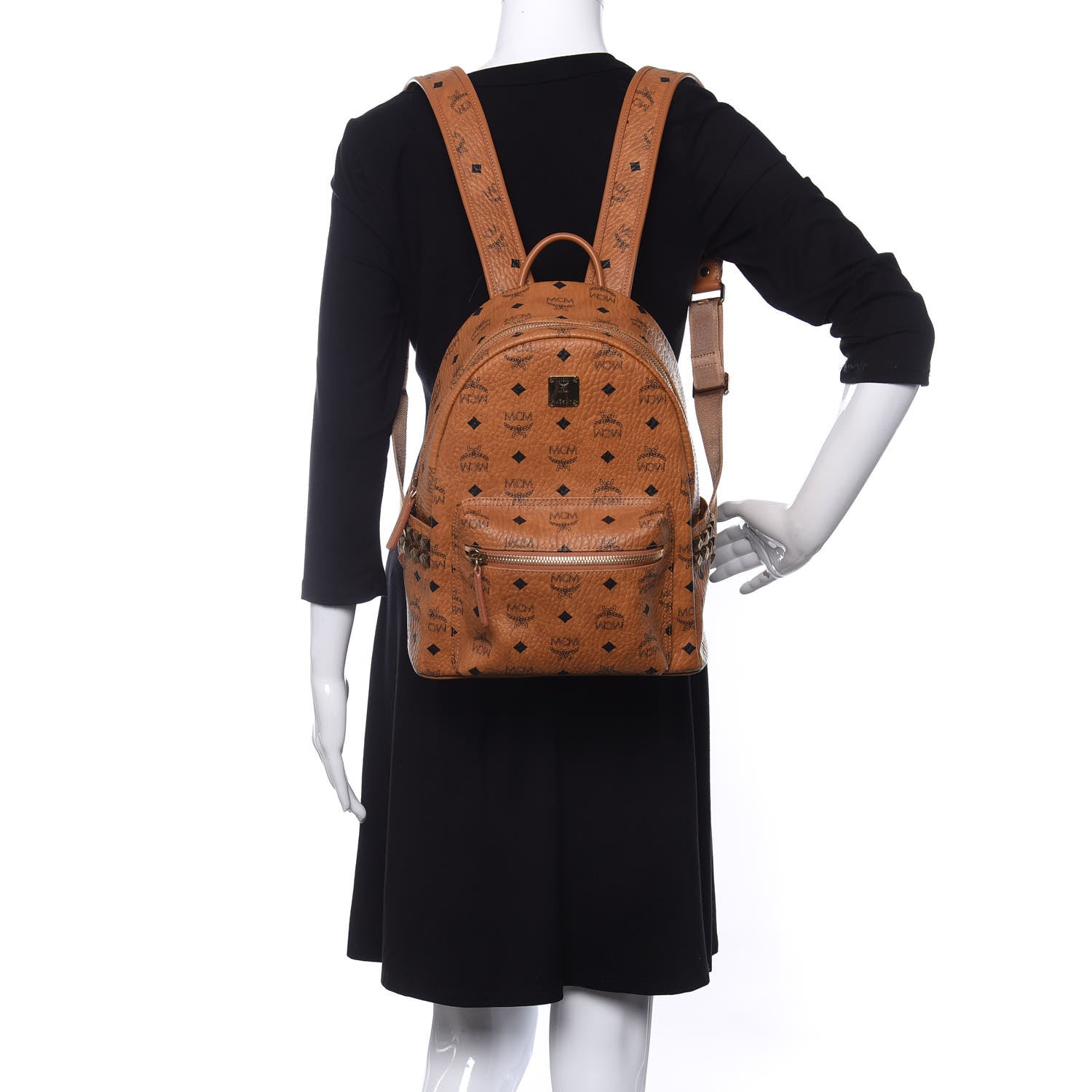 MCM Visetos Small Side Stud Stark Backpack Cognac 2 of 9