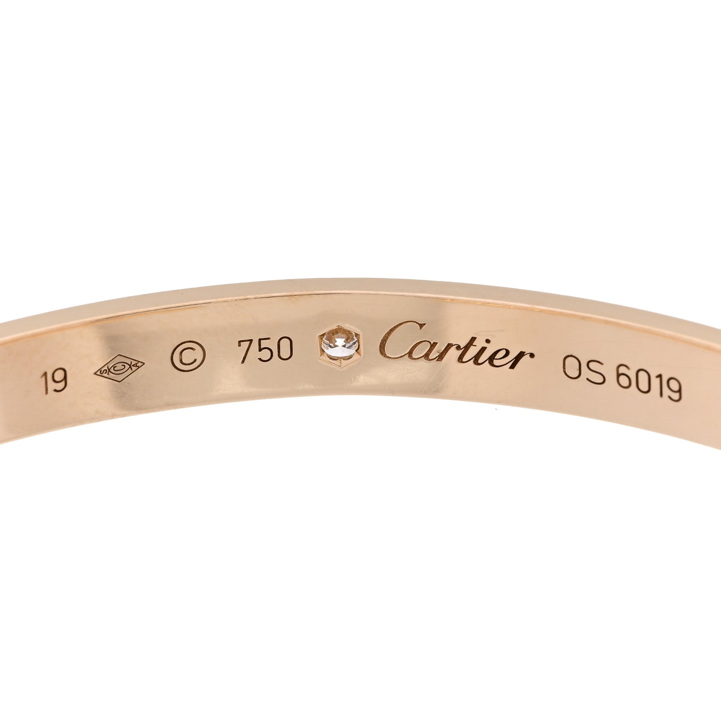 18K Yellow Gold 1 Diamond LOVE Cuff Bracelet 19