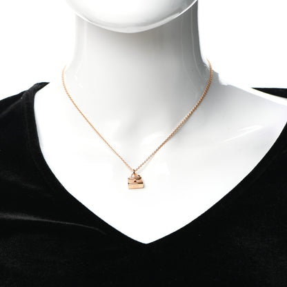 Hermes 18K Rose Gold Diamond Kelly Pendant Necklace 2 of 6