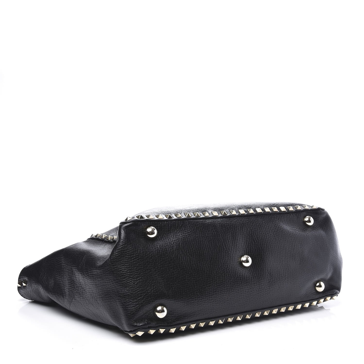 Valentino Garavani Textured Calfskin Medium Rockstud Tote Black 3 of 13