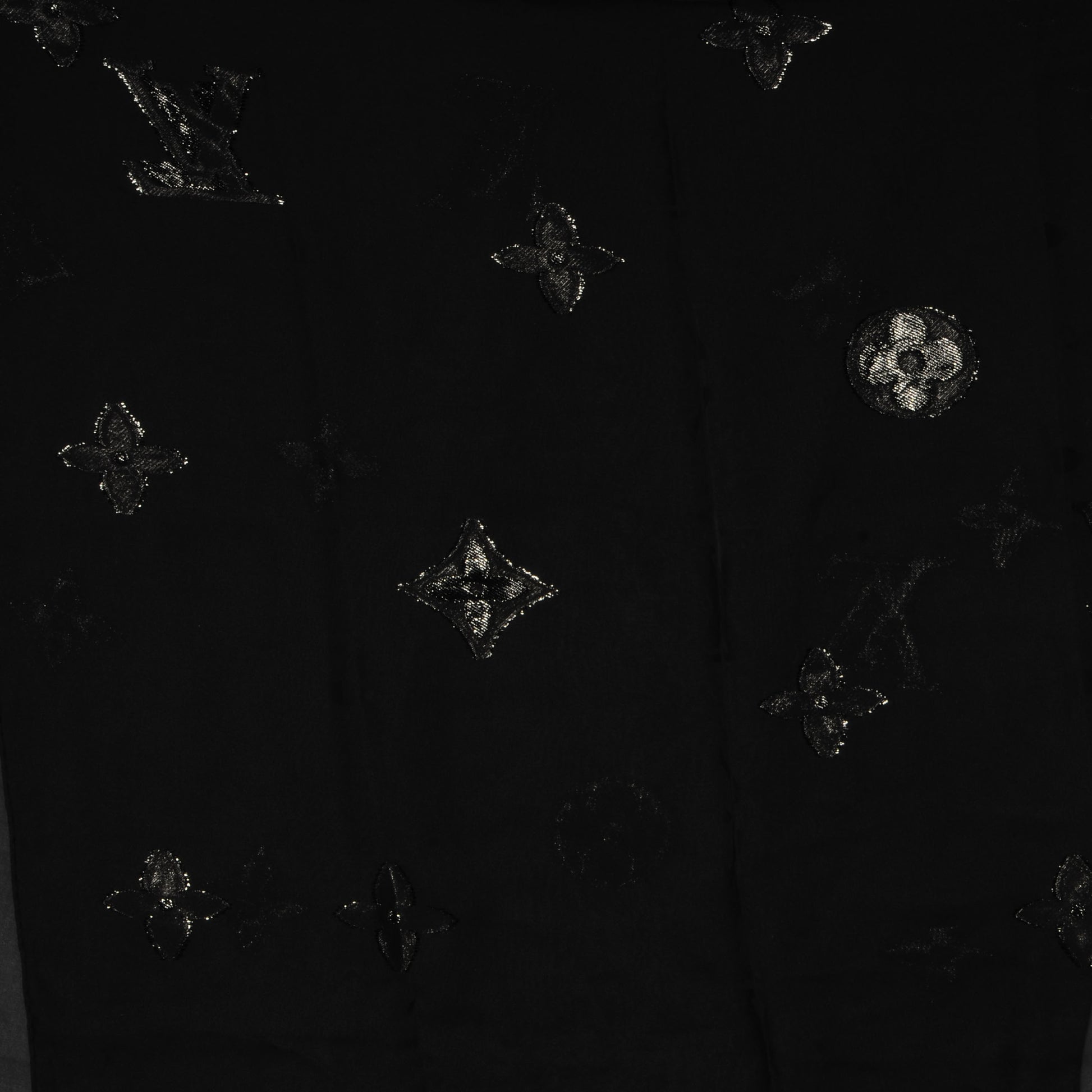 Louis Vuitton Silk Polyamide Glitter Monogram Stole Black 1 of 6