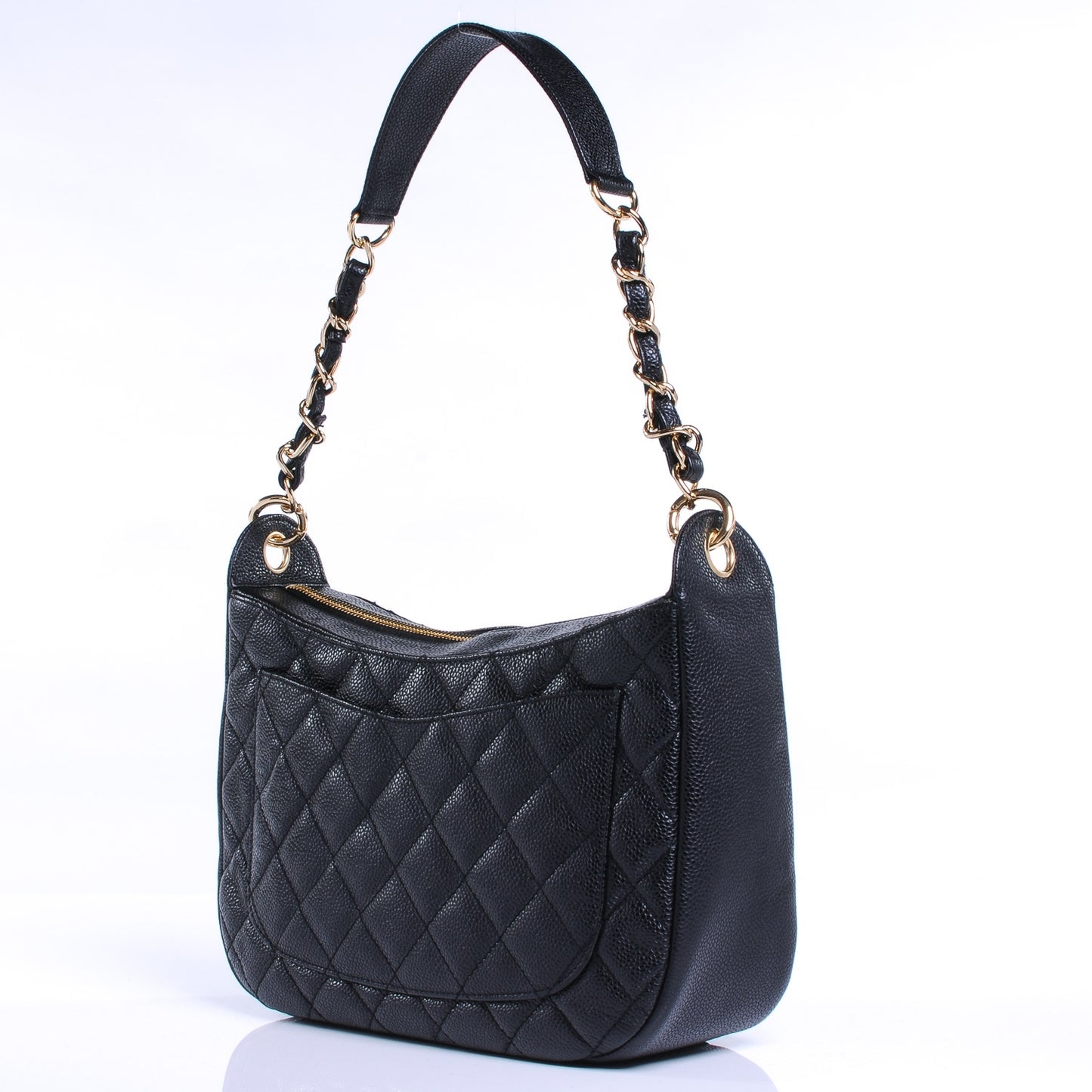 Caviar Quilted Hobo Bag Black