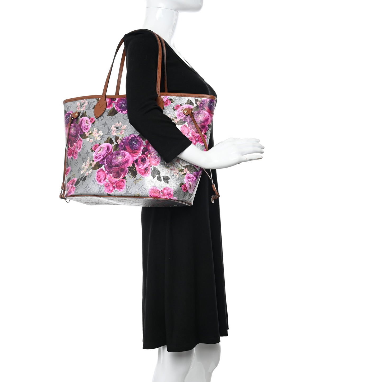 Metallic Monogram LV Garden Neverfull MM Silver