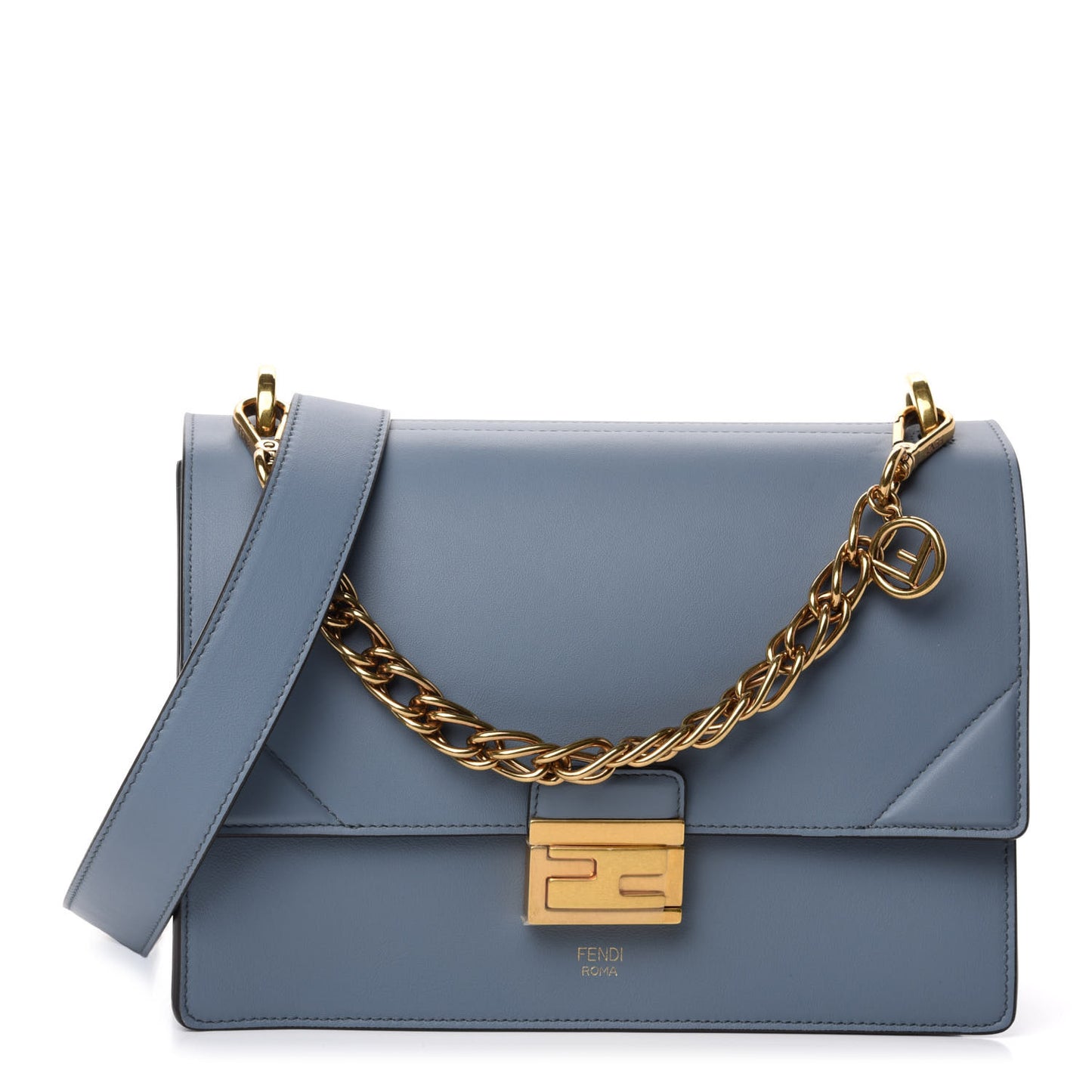 Vitello Grace Matte F is Fendi Kan U Shoulder Bag Azzurro Merlino