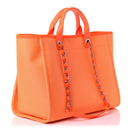 Chanel Mixed Fibers Calfskin Deauville Medium Tote Orange Yellow 5 of 12