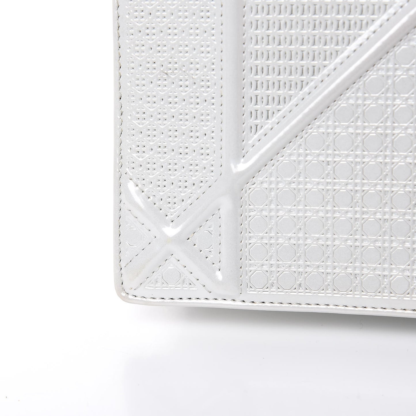 Patent Micro-Cannage Medium Diorama Flap Bag White