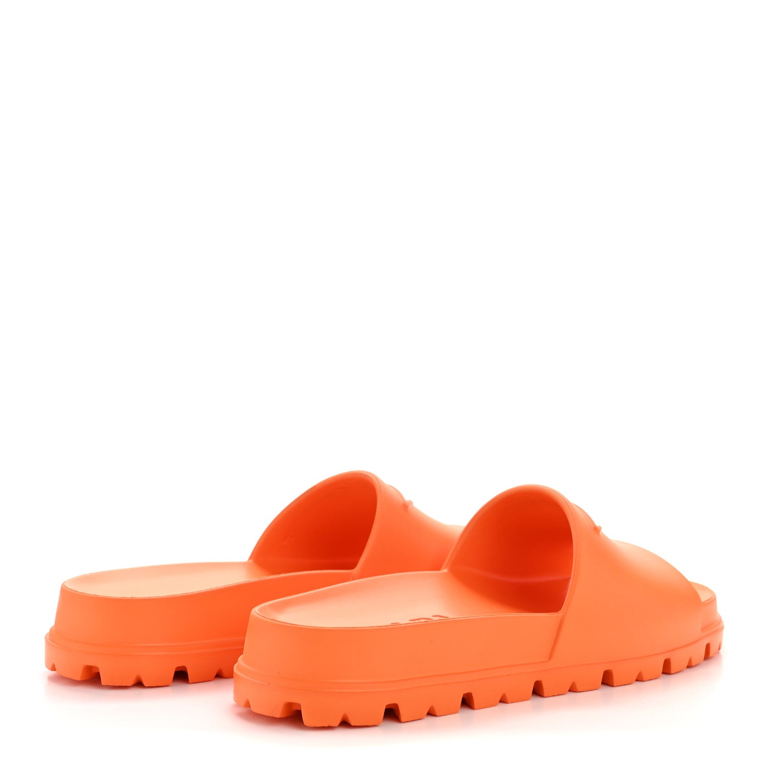 Prada EVA Rubber Triangle Logo Embossed Womens Lug Sole 20mm Slide Sandals 41 Papaya 5 of 10