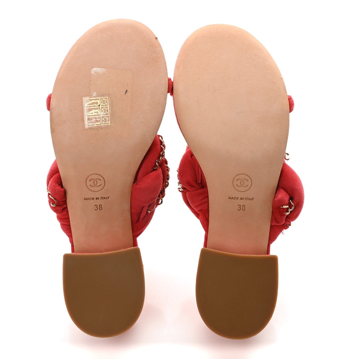 Kid Suede Chain Braided Sandals 38 Red