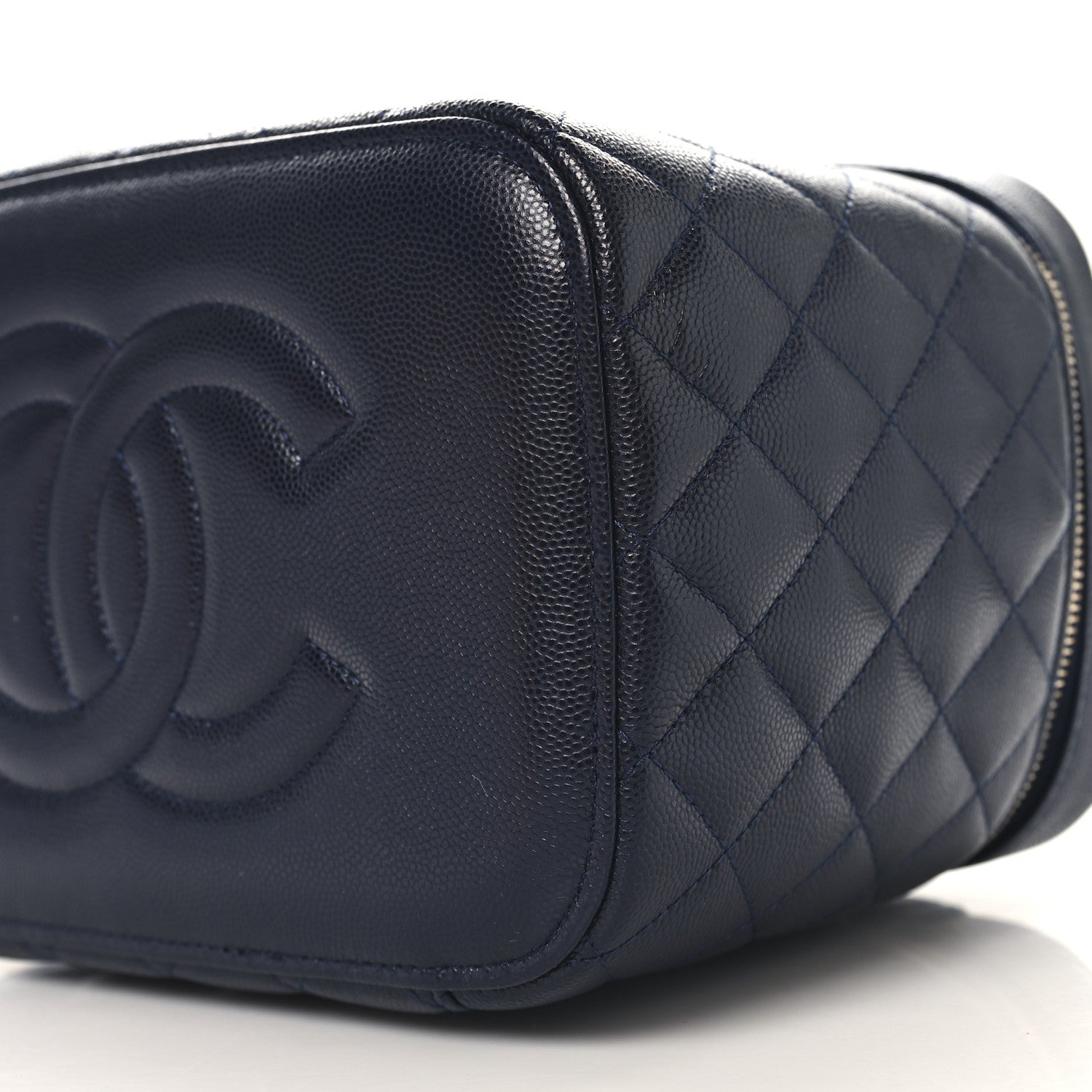 Chanel Caviar Quilted Large Vanity Pouch Dark Blue 10 of 10