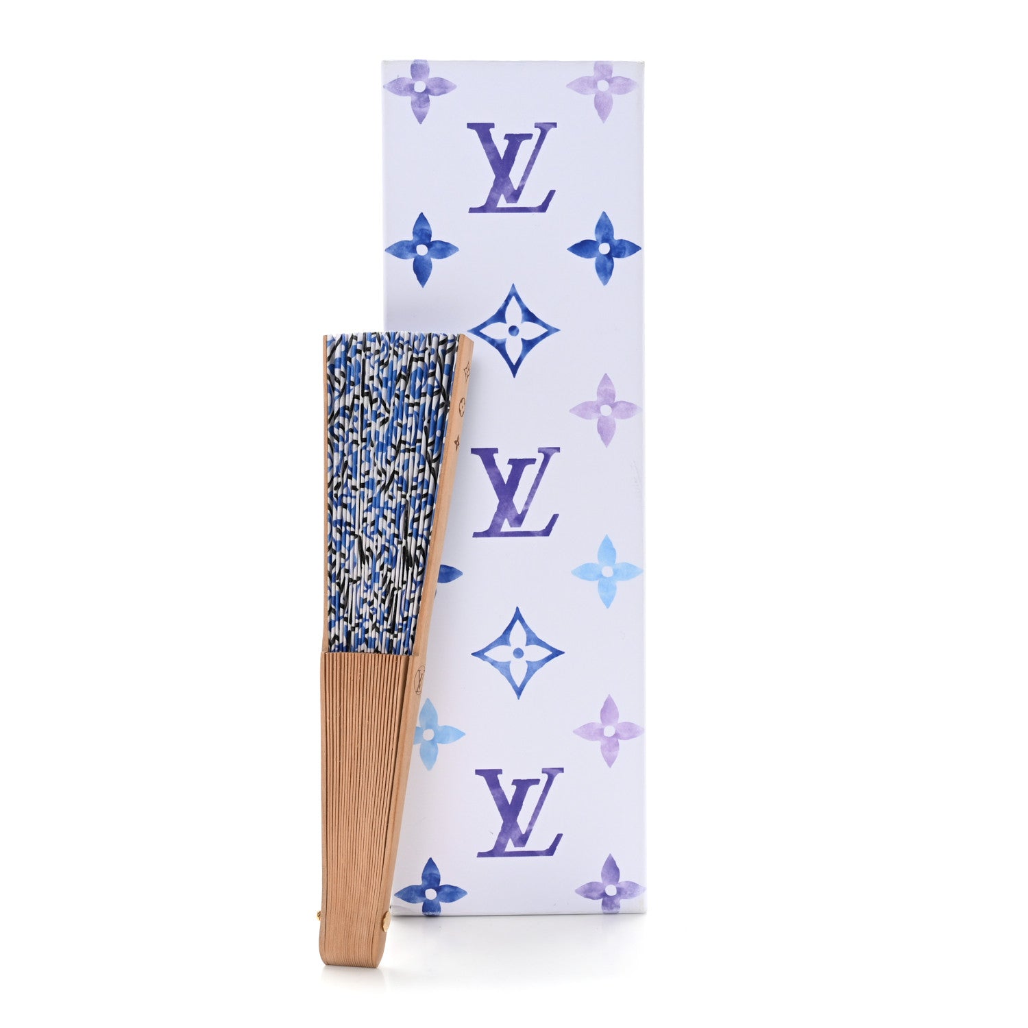 Louis Vuitton Sycamor Wood Cotton Monogram Tile Fan Blue 6 of 6