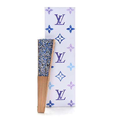 Louis Vuitton Sycamor Wood Cotton Monogram Tile Fan Blue 6 of 6