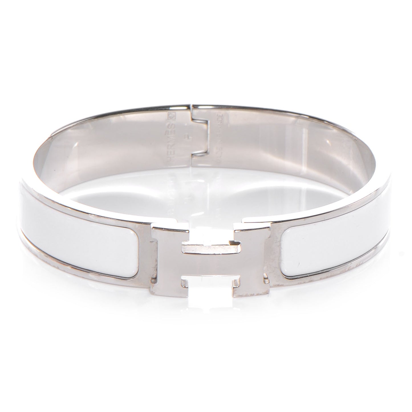 Enamel Narrow Clic Clac H Bracelet PM White