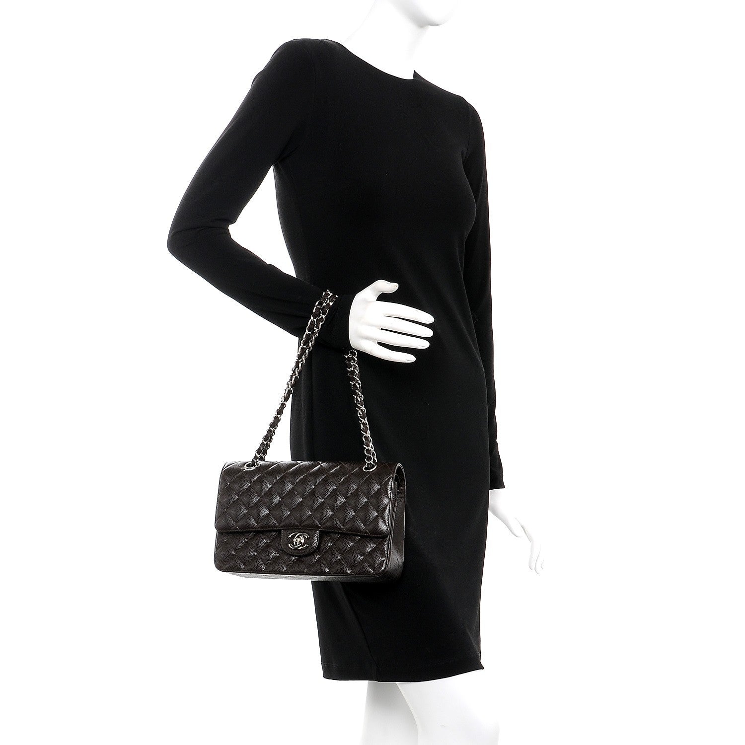 Chanel Caviar Quilted Medium Double Flap Brown 3 of 10
