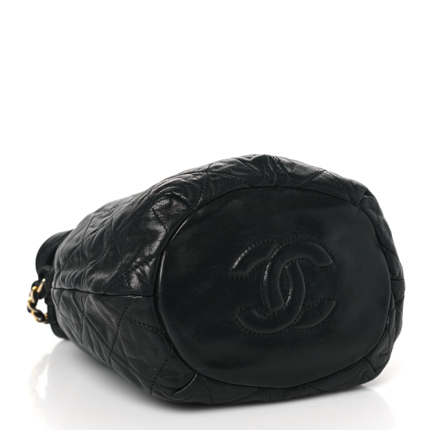 Chanel Lambskin Quilted Mini Drawstring Bucket Bag Black 4 of 12
