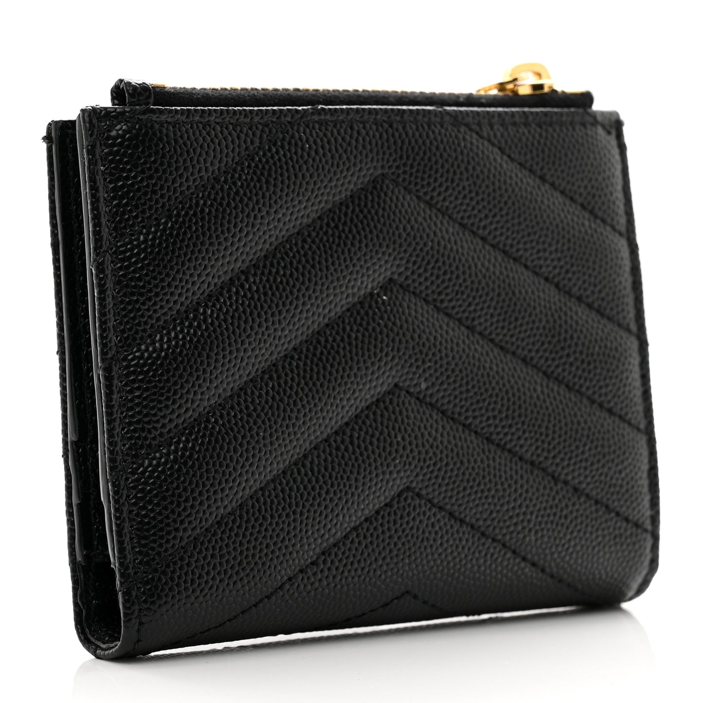 Grain De Poudre Matelasse Chevron Monogram Zipped Card Case Black