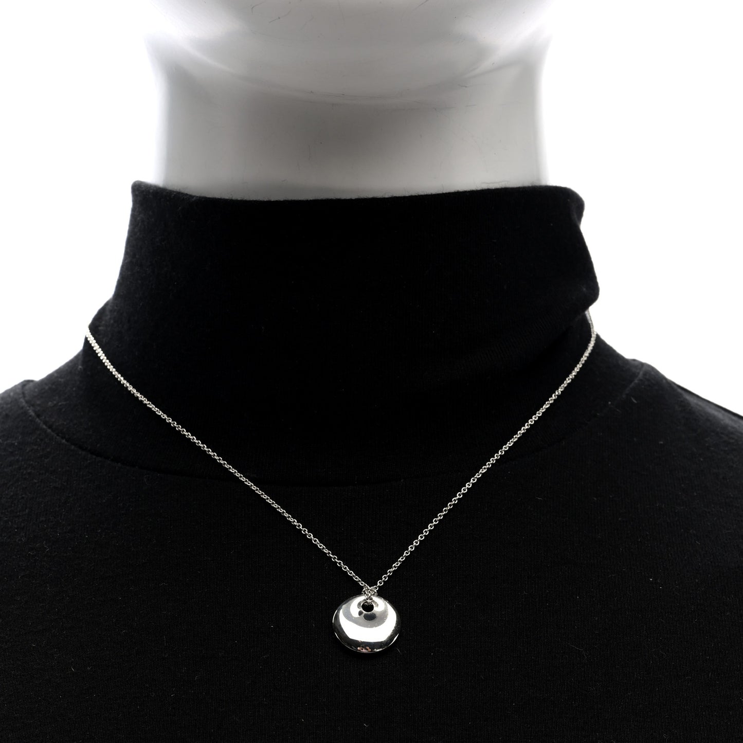 Sterling Silver Elsa Peretti Round Disc Pendant Necklace